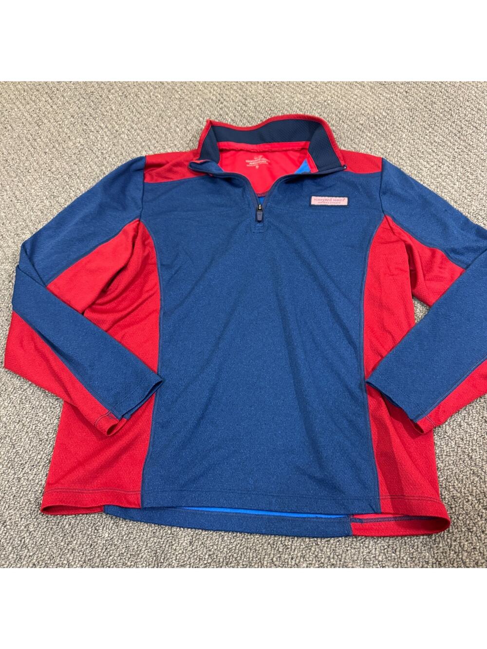 Vineyard Vines Men's XL Quarter Zip Pullover Navy Red Performance Lightweight